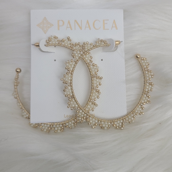 Panacea|NWT Beaded Triangle Trim Hoop Earrings - Picture 2 of 3